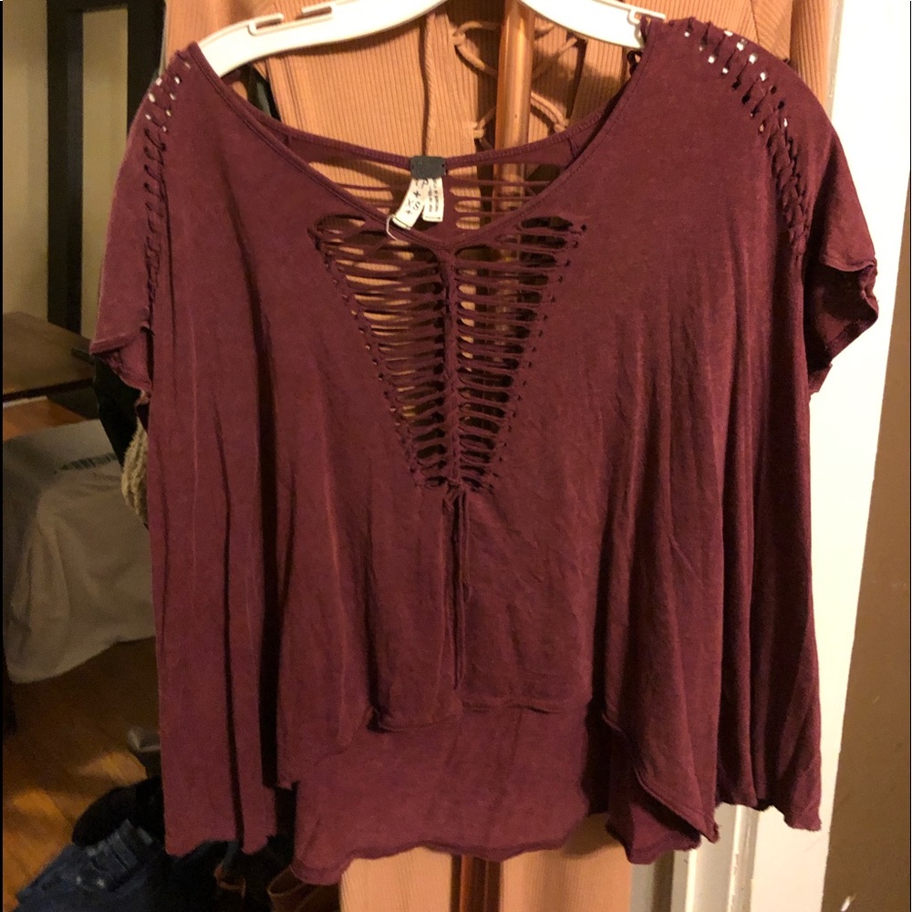 Free People burgundy shirt